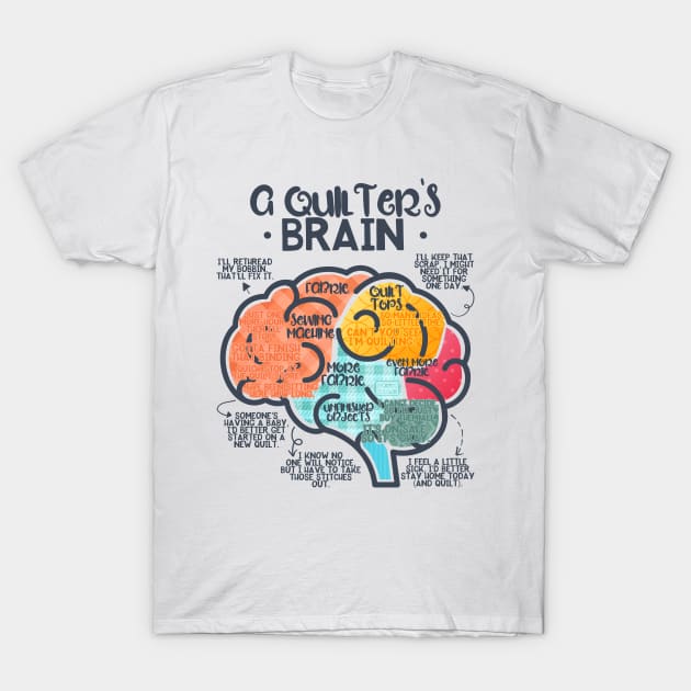 FUNNY QUILTER'S BRAIN QUILT QUILTING SEWING STITCHES T-Shirt by porcodiseno